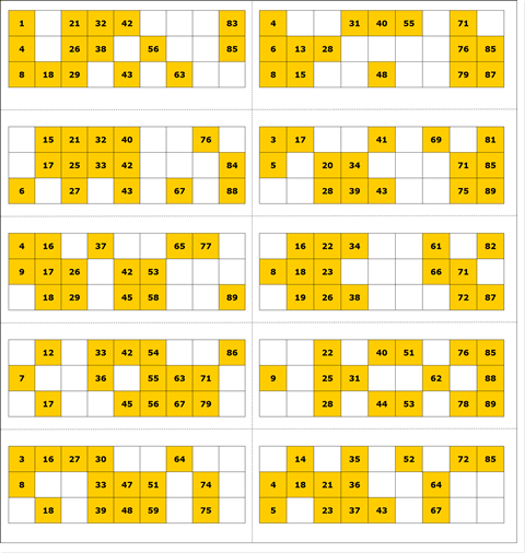 tambola tickets a4 sheet