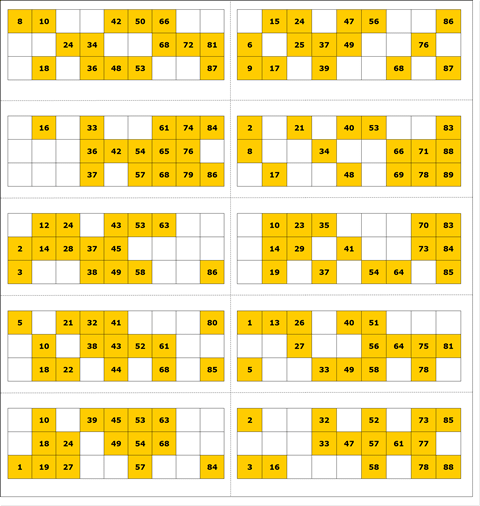 Free Printable Bingo Card 1 - 90 Ball Bingo | Ladies Kitty