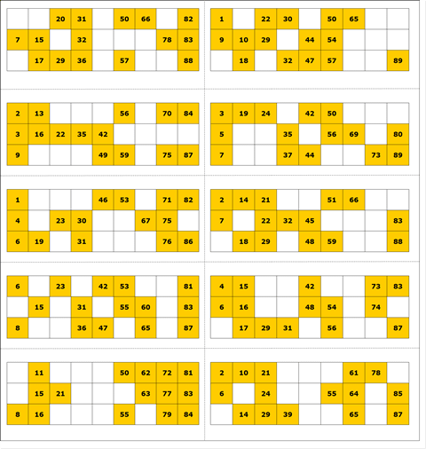 Printable 90 Ball Bingo Cards - C # ile Web' e Hükmedin!